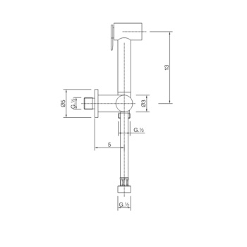 Гигиенический комплект со шлангом Cisal Shower 120 см,вывод с держателем, Oro A300790024