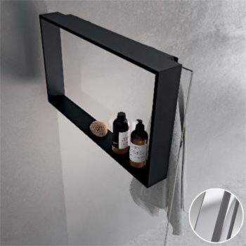 Полка с крючком 60x40 см Novellini Frame R90AKFPO4070-B, цвет Silver