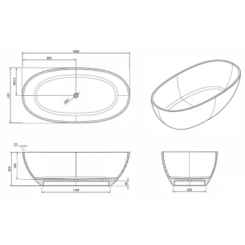 Ванна из искусственного камня KNIEF Oval Shape 180x92.7 70001020