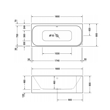 Акриловая ванна Duravit Happy D.2 180x80 700316000000000