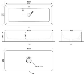Раковина накладная Cielo Shui Comfort SHLAA10020 LN 100 см коричневый