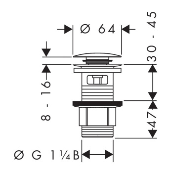 Донный клапан для раковины Hansgrohe 50105000 Push-Open хром