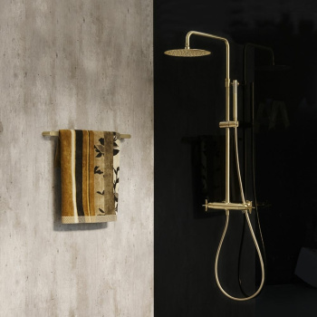 Душевая система Ramonsoler Adagio термостатическая без излива с регулировкой высоты золото 915411RM300OC