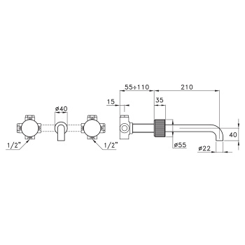 Внешняя часть встраиваемого смесителя Stella Sirius SR 01000 PV11 медь