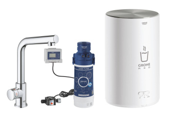 Комплект для кухни GROHE Red Mono II с бойлером M-size, с вертикальным вентилем с L-образным изливом, хром 30339001