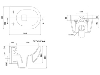 Унитаз подвесной Scarabeo Glam 5201/TW с системой Twist