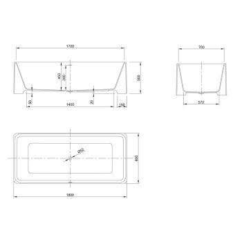 Ванна из искусственного камня KNIEF Feel 170x80 0600-021-01 bi matt