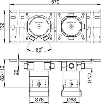 Комплект для термостата на 3 потребителя Keuco Edition 400 59953003170