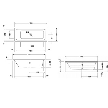 Duravit Комплект слива-перелива для ванны D-Code с центральным выпуском