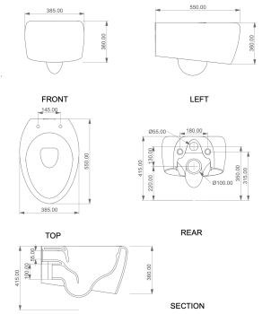 Чаша подвесного унитаза GSG Ceramic Design Touch TOWCSOSC000 белый глянцевый