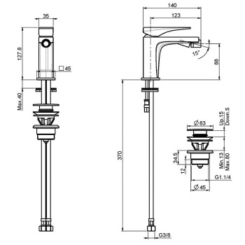 Смеситель для биде Fima Carlo Frattini Zeta с донным клапаном click-clack, хром F3962NCR