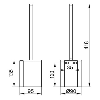 Туалетный ершик Keuco Plan 14972370200 с пластиковой матовой колбой, черный