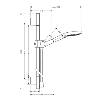 Axor Uno² Душевой гарнитур: ручной душ 3jet, штанга, держаель для душа, цвет: хром 27987000