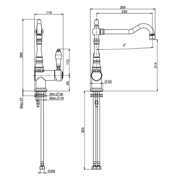 Смеситель для кухни Fima Carlo Frattini Kitchen на 1 отверстие, Herend, золото F5417NOR