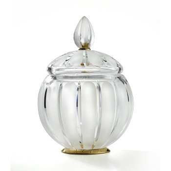 3SC Montblanc Баночка универсальная, D15хh20 см, с крышкой, настольная, цвет: прозрачный хрусталь/золото 24к. Lucido MB48ACRGD