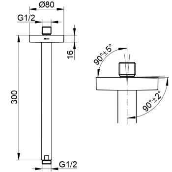 Душевой кронштейн Keuco Elegance 51689010300 хром