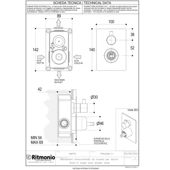 Смеситель из стены Ritmonio Taormina с переключением хром PR43GN111CRL