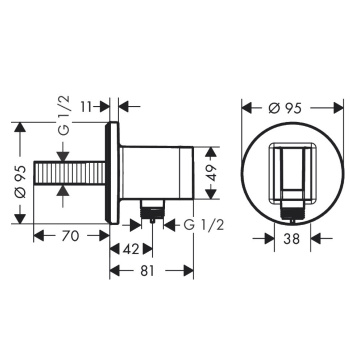 HANSGROHE FIXFIT S Шланговое подсоединение с держателем ручного душа, цвет щлифованная бронза