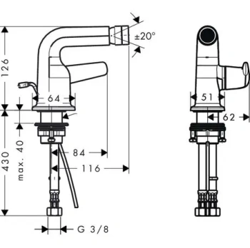 Смеситель для биде AXOR Bouroullec 19210000 - хром