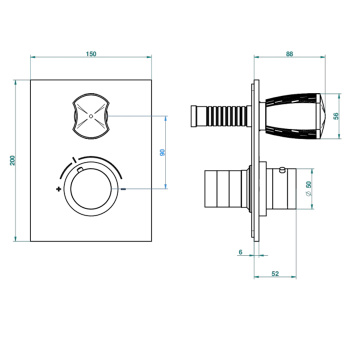 Смеситель для душа THG Infini Porcelaine Blanche U2D-H53-5300BE matt gold pvd