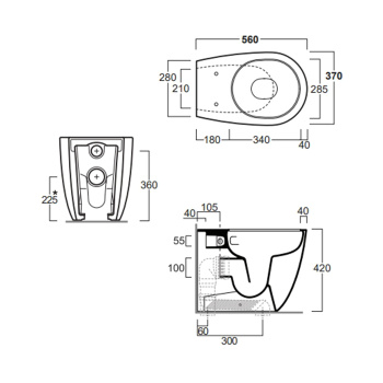 Унитаз напольный Simas Vignoni VI01VERTnero matt черный