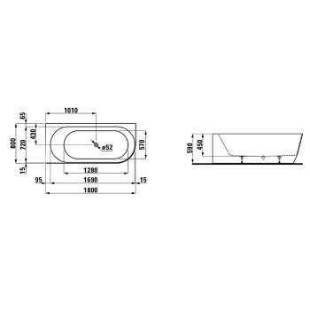 Акриловая ванна Laufen Pro 180x80 2.4495.6.000.000.1