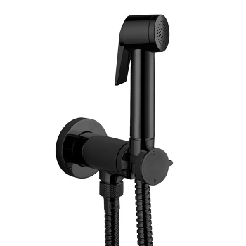 Bossini Paloma Flat Гигиенический душ с прогрессивным смесителем, лейка пластиковая, шланг Cromolux, цвет: черный матовый E37015B.073