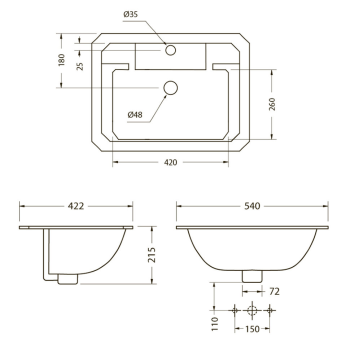 Встраиваемая раковина Burlington B13 1TH