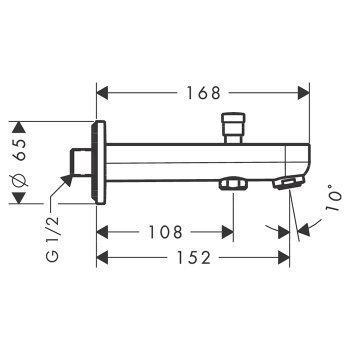 Излив на ванну hansgrohe Metris S 31417000 15,2 см с переключателем на душ хром
