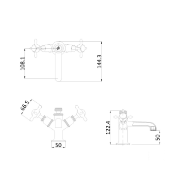 Смеситель для раковины Burlington Guild GU110DNG золото