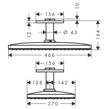 Axor ShowerSolutions Верхний душ 460 х 270мм, 1jet, с потолочным держателем 100мм, цвет: хром 352770