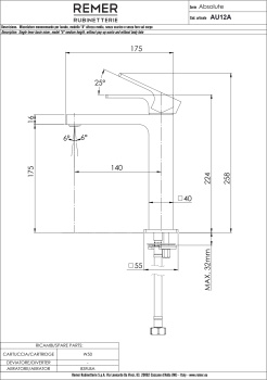 Смеситель для раковины Remer Absolute AU12ANO черный