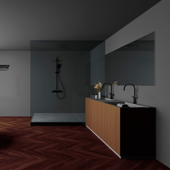 Душевая система Ramonsoler Adagio термостатическая без излива с регулировкой высоты чёрный 915401RM250NM