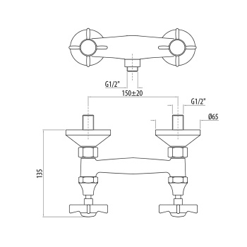 Смеситель для душа с выходом снизу Gattoni London 45659, хром TW1707517COcr