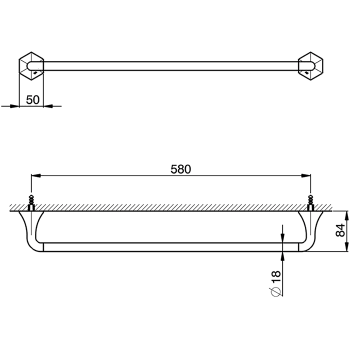 Полотенцедержатель Cisal Cherie 58 см, хром CE09010221