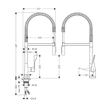 Axor Citterio Смеситель для кухни, 1 отв., цвет: шлифованный черный хром 39840340
