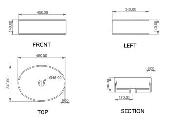 Раковина накладная 45х34 см GSG Ceramic Design Like LKLAVFSBF45000 белый глянцевый