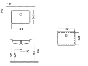 Раковина встраиваемая снизу Hatria Bahia_13 BH0500380010TU0