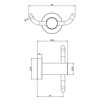 Крючок двойной Fima Carlo Frattini Accessori подвесной, золото F6004/2OR