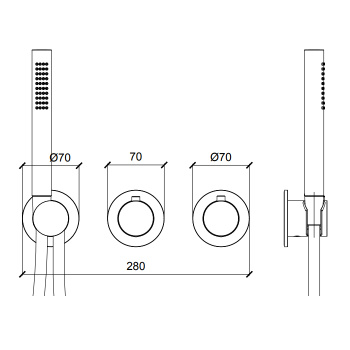 Внешняя часть термостатического смесителя с переключателем Almar на 2-3 положения, black matt E180133.MB