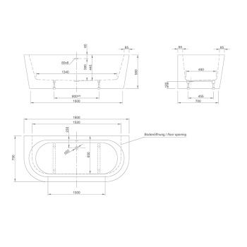 Акриловая ванна KNIEF Wall 180x79 0100-277-06S white matt
