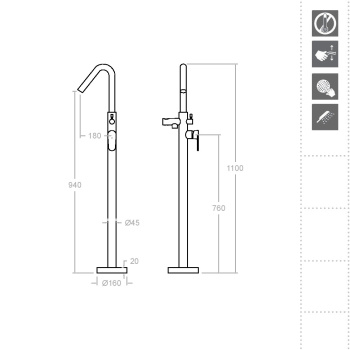 Смеситель для ванны Ramonsoler Alexia напольный никель 368503SNC
