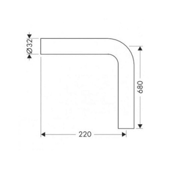 HG Угловой патрубок 90°, цвет: хром