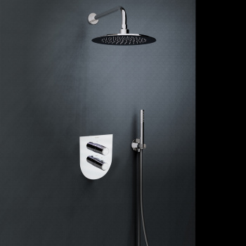 Смеситель для душа Ramonsoler Tzar встраиваемый с тропическим и ручным душем никель K3415021NC