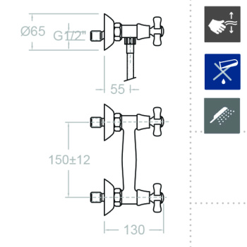 Смеситель для душа Ramonsoler Gaudi с душевым комплектом 3108cs 3108CG