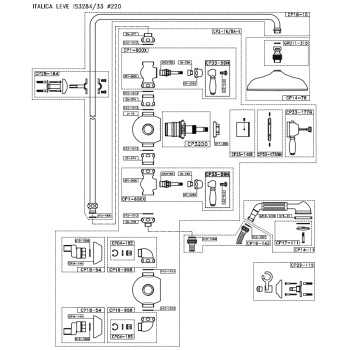 Душевой комплект Stella Italica Leve IS3284/33-220: термостатический смеситель, штанга+ручной+верхний душ 220 хром IL 06100 CR00