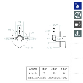 Смеситель для душа Ramonsoler Titanium встраиваемый на 1 выход 181801S