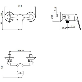 Смеситель для душа внешнего монтажа Fima Carlo Frattini Serie 4 хром F3765/1CR