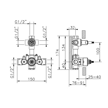 Встраиваемая часть термостатического смесителя с переключателем Cisal на 3 положения ZA01920104