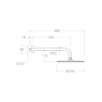 Верхний душ Ramonsoler настенный круглый abs чёрный BHRP240NM